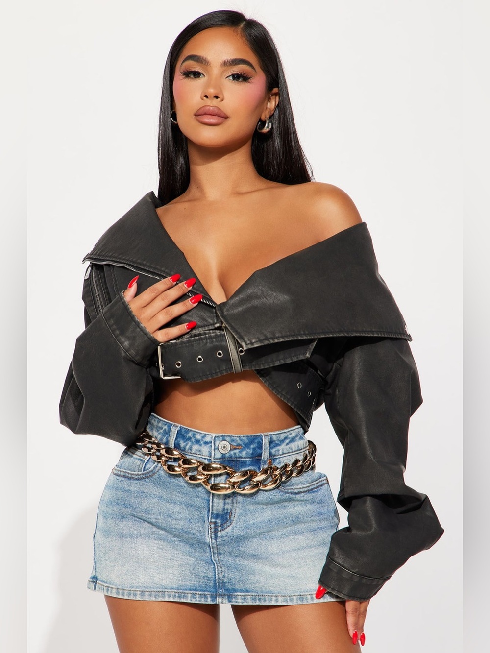 Y2K Streetwear Statement Metallic Curb Chain Waist Belt Baddie Aesthetic NEW